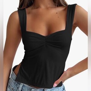 Black tank top with side slit